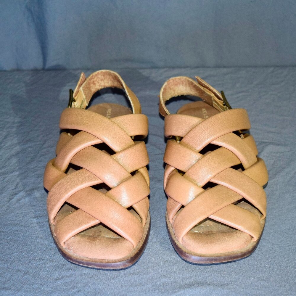 Kelsi Dagger Tan Woven Leather Slingback Sandals